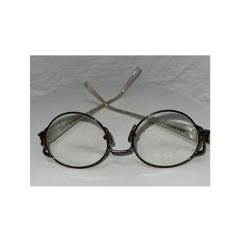 Vintage‎ Nina Ricci Round Eyeglasses Frames Gold Tone Designer Glasses